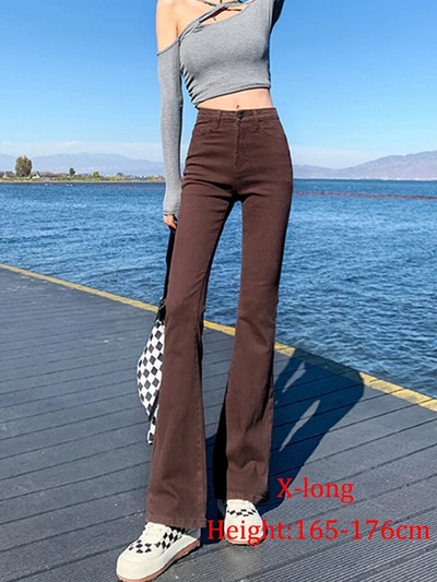 Syiwidii Super elastické džínsy pre ženy s vysokým pásom, zvonové džínsy, vintage streetwear, móda Y2k, zvonové nohavice, džínsy pre ženy