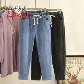 Blugi cu talie înaltă Femeie Blugi largi pentru femei Blugi Mom Pantaloni harem din denim XL-4XL Pantaloni albaștri