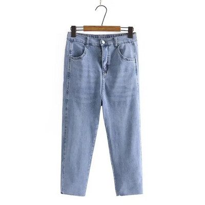Blugi cu talie înaltă Femeie Blugi largi pentru femei Blugi Mom Pantaloni harem din denim XL-4XL Pantaloni albaștri