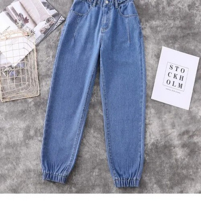 Dámske džínsy 5XL, jarné a jesenné, nové, módne, s vysokým pásom a zipsom, v kórejskom štýle, voľné, džínsové nohavice