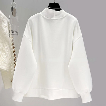 Φούτερ Γυναικεία S-4XL Ακανόνιστα χαλαρά Unisex Cool Streetwear Λευκό Κολεγιακό Σχέδιο Μαύρα ταιριαστά ρούχα Lazy Aesthetic Kpop