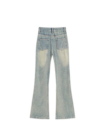 Γυναικεία Vintage Lace Up Blue Flare Jeans φαρδύ τζιν παντελόνι 2000s High Waist Loose Κορεατικά Y2k Streetwear Παντελόνια Φαρδιά Ρούχα