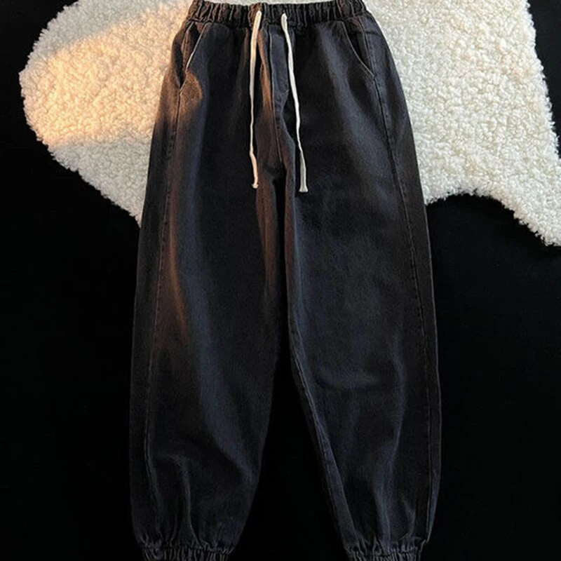 Blugi harem oversize, casual, pentru femei, de primăvară, largi, elastici, cu talie înaltă, pantaloni de sport largi, la modă coreeană, pentru 100 kg