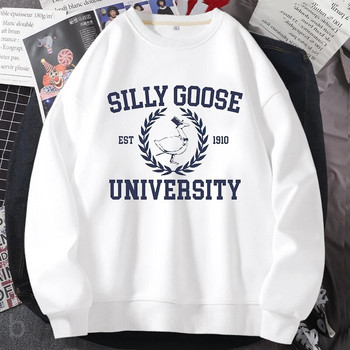 Silly Goose University Crewneck Sweatshirt Жени Мъжки Смешни графични пуловери Суичъри Harajuku с дълъг ръкав Естетично облекло