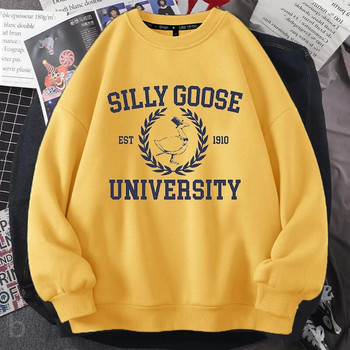 Silly Goose University Crewneck Sweatshirt Жени Мъжки Смешни графични пуловери Суичъри Harajuku с дълъг ръкав Естетично облекло