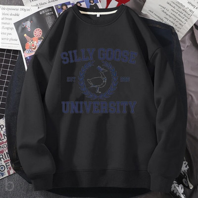 Silly Goose University Crewneck Φούτερ Γυναικεία Ανδρικά Αστεία γραφικά πουλόβερ Φούτερ Harajuku Μακρυμάνικα Αισθητικά Ρούχα