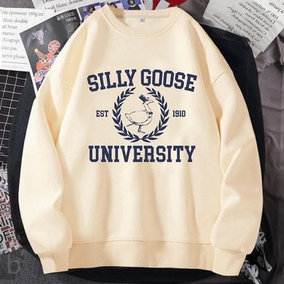 Silly Goose University Crewneck Φούτερ Γυναικεία Ανδρικά Αστεία γραφικά πουλόβερ Φούτερ Harajuku Μακρυμάνικα Αισθητικά Ρούχα