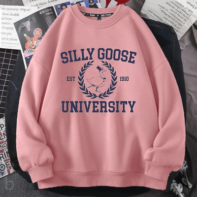 Silly Goose University Crewneck Φούτερ Γυναικεία Ανδρικά Αστεία γραφικά πουλόβερ Φούτερ Harajuku Μακρυμάνικα Αισθητικά Ρούχα