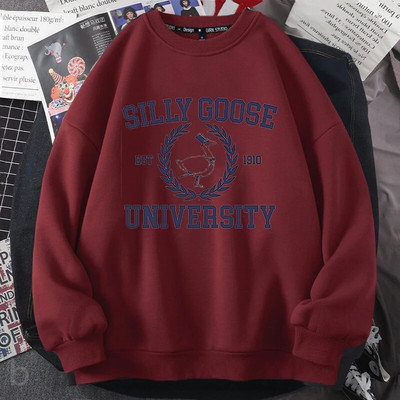 Silly Goose University Crewneck Φούτερ Γυναικεία Ανδρικά Αστεία γραφικά πουλόβερ Φούτερ Harajuku Μακρυμάνικα Αισθητικά Ρούχα