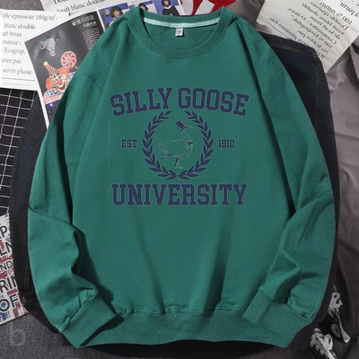 Silly Goose University Crewneck Φούτερ Γυναικεία Ανδρικά Αστεία γραφικά πουλόβερ Φούτερ Harajuku Μακρυμάνικα Αισθητικά Ρούχα