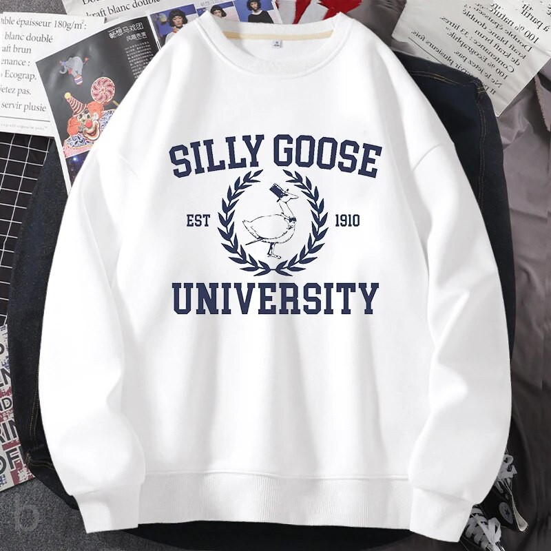 Silly Goose University Crewneck Φούτερ Γυναικεία Ανδρικά Αστεία γραφικά πουλόβερ Φούτερ Harajuku Μακρυμάνικα Αισθητικά Ρούχα
