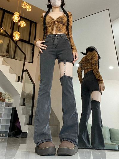 Aotvotee Jednofarebné džínsy pre ženy 2023 Nové módne ležérne vysoké pásové rovné džínsy nohavice Vintage Streetwear Slim Chic zvonové džínsy