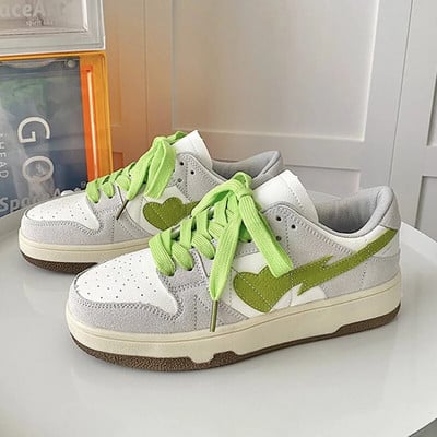 Značkové dámske tenisky, módne šnurovacie dámske vulkanizované topánky v tvare srdca, párové športové, bežecké, jarné, jesenné, veľkosť 44