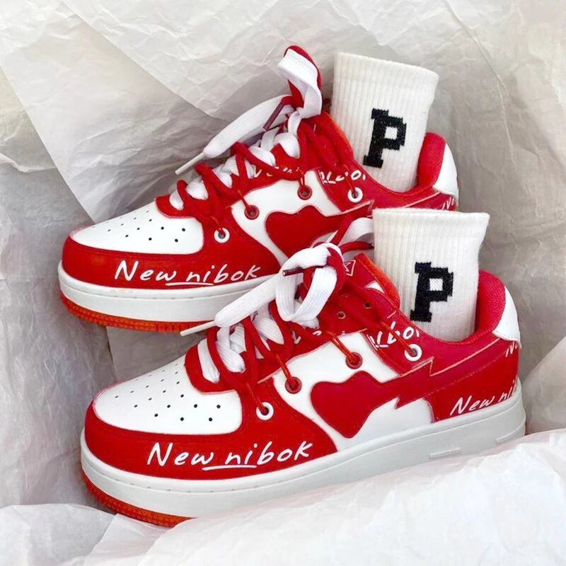 Značkové dámske tenisky, módne šnurovacie dámske vulkanizované topánky v tvare srdca, párové športové, bežecké, jarné, jesenné, veľkosť 44