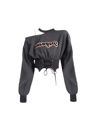 Jesenné dámske mikiny s kapucňou Harajuku s krátkymi topmi Y2k, sveter s kapucňou E-girl s odhalenými ramenami, oblečenie pre streetwear a klubovú módu