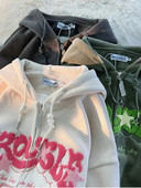 Deeptown Hanorace cu glugă cu grafică cu stele supradimensionate, pentru femei