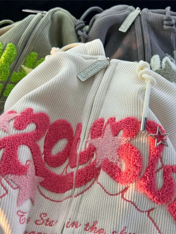 Deeptown Hanorace cu glugă cu grafică cu stele supradimensionate, pentru femei