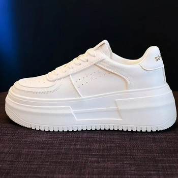2023 Νέα δερμάτινα U δερμάτινα γυναικεία λευκά, περιστασιακά αθλητικά παπούτσια Vulcanize, αναπνεύσιμα αθλητικά παπούτσια για τρέξιμο με πλατφόρμα για τρέξιμο