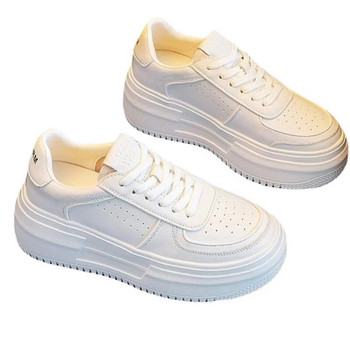 2023 Νέα δερμάτινα U δερμάτινα γυναικεία λευκά, περιστασιακά αθλητικά παπούτσια Vulcanize, αναπνεύσιμα αθλητικά παπούτσια για τρέξιμο με πλατφόρμα για τρέξιμο