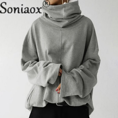 Moteriški palaidi vienspalviai megztiniai rudens žiemos ilgomis rankovėmis kišeninis gobtuvas Laisvalaikio viršutiniai drabužiai moteriški madingi gatvės drabužiai