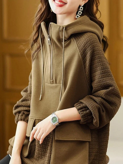 Woman Clothing Loose Hoodies Hooded Baggy Women`s Sweatshirt Brown Top E Novelty Nice Color Long Sleeve Offer Free Shipping Emo