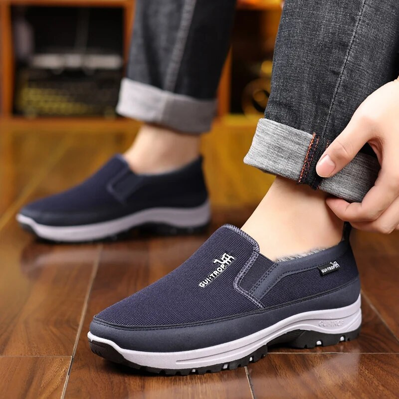 Pantofi de tenis pentru bărbați, cu fundul moale și cald, pantofi ocazional anti-alunecare, plus pantofi confortabili din catifea, pantofi vulcanizați, pantofi de iarnă, pentru mers pe jos.