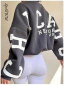 Dámske Y2K Grunge Voľné pulóvre Mikiny s potlačou písmen, ležérne zahustené topy s dlhým rukávom, zimné jesenné mikiny s kapucňou, streetwear