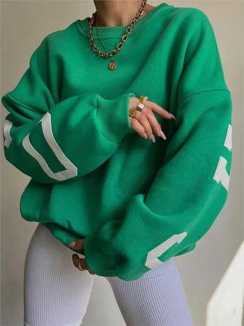 Дамски Y2K гръндж свободни пуловери суичъри с щампа на букви Ежедневни удебелени горнища с дълъг ръкав Зимни есенни качулки Streetwears