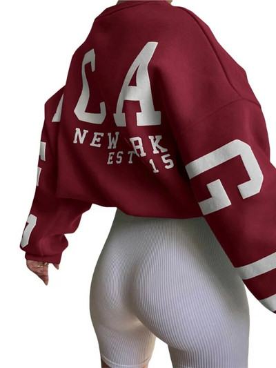 Dámske Y2K Grunge Voľné pulóvre Mikiny s potlačou písmen, ležérne zahustené topy s dlhým rukávom, zimné jesenné mikiny s kapucňou, streetwear