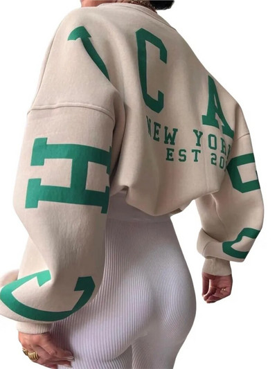 Dámske Y2K Grunge Voľné pulóvre Mikiny s potlačou písmen, ležérne zahustené topy s dlhým rukávom, zimné jesenné mikiny s kapucňou, streetwear