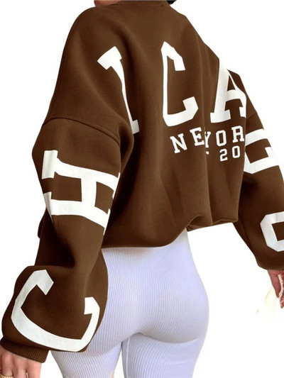 Dámske Y2K Grunge Voľné pulóvre Mikiny s potlačou písmen, ležérne zahustené topy s dlhým rukávom, zimné jesenné mikiny s kapucňou, streetwear