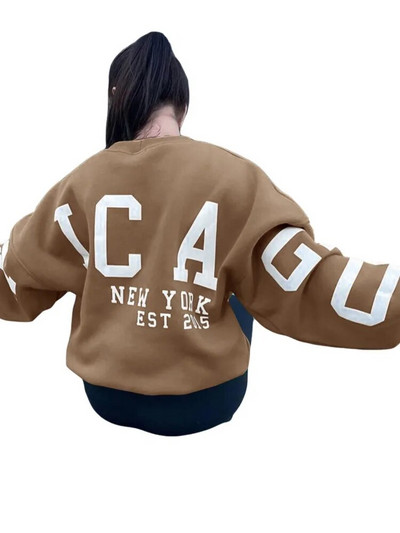 Dámske Y2K Grunge Voľné pulóvre Mikiny s potlačou písmen, ležérne zahustené topy s dlhým rukávom, zimné jesenné mikiny s kapucňou, streetwear