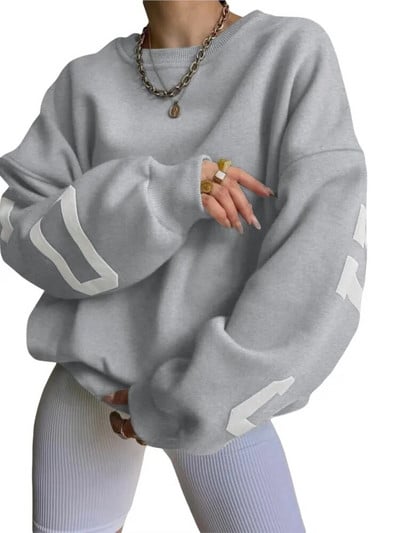 Dámske Y2K Grunge Voľné pulóvre Mikiny s potlačou písmen, ležérne zahustené topy s dlhým rukávom, zimné jesenné mikiny s kapucňou, streetwear