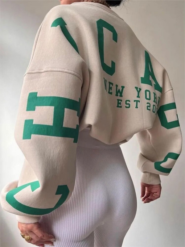 Dámske Y2K Grunge Voľné pulóvre Mikiny s potlačou písmen, ležérne zahustené topy s dlhým rukávom, zimné jesenné mikiny s kapucňou, streetwear