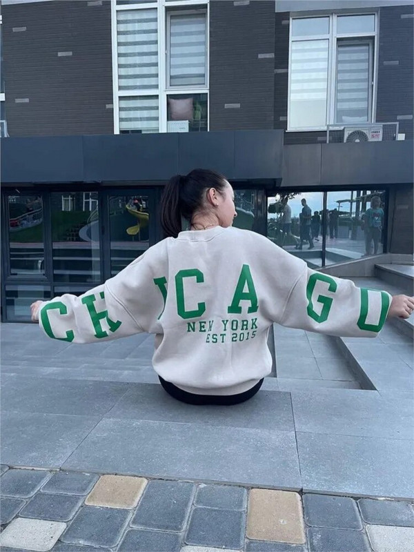 Dámske Y2K Grunge Voľné pulóvre Mikiny s potlačou písmen, ležérne zahustené topy s dlhým rukávom, zimné jesenné mikiny s kapucňou, streetwear