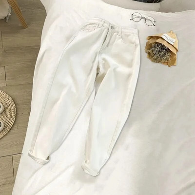 Blugi casual de jogger pentru femei cu talie înaltă Harem Vaqueros, stil prietenos, până la glezne, pantaloni din denim, de culoare uni, pantaloni largi