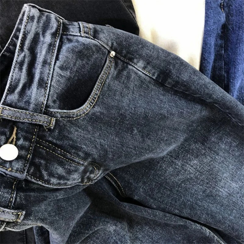 Blugi casual de jogger pentru femei cu talie înaltă Harem Vaqueros, stil prietenos, până la glezne, pantaloni din denim, de culoare uni, pantaloni largi