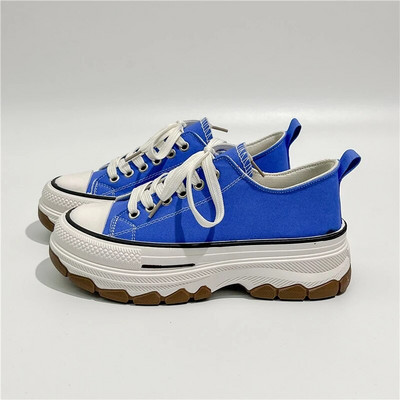 Jesenné dámske ležérne tenisky na platforme s hviezdičkami, plátené tenisky, bežecká športová obuv, tenisky s hrubou podrážkou, turistické tenisky 35-42