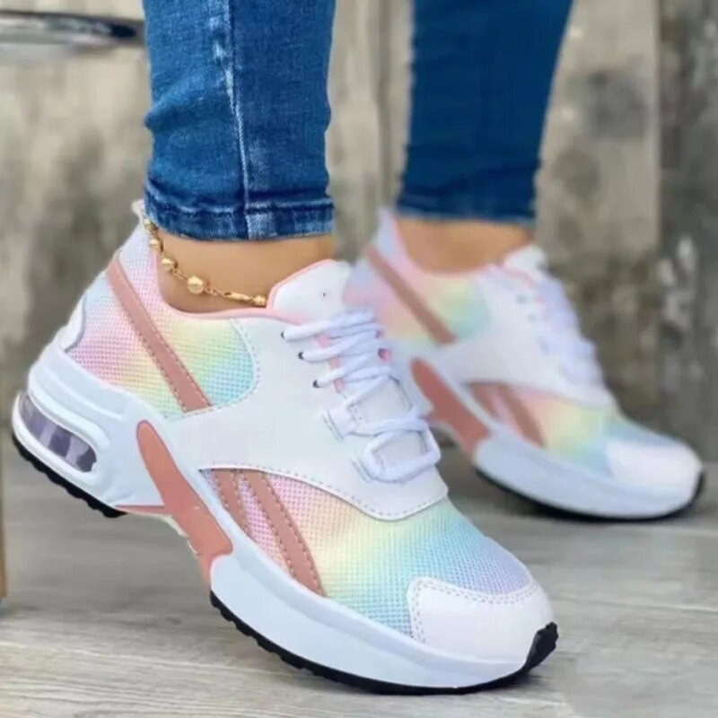 Moteriški laisvalaikio kvėpuojantys tinkliniai bėgimo bateliai Vasaros mados sportiniai treniruokliai su oro pagalvėlėmis Teniso bateliai