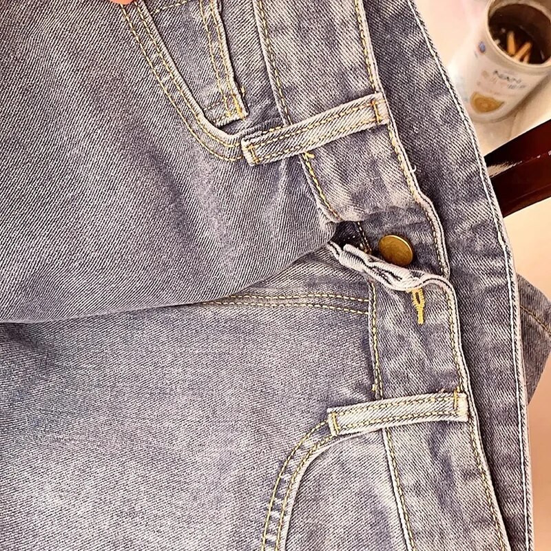 Jarné jesenné 6-farebné vysoké pásové rovné nohavice so širokými nohavicami, kórejské univerzálne štíhle voľné džínsové nohavice, ležérne dámske nohavice Harlan