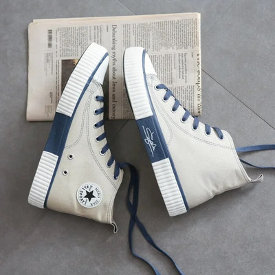 Pantofi casual de damă Pantofi plati de damă Pantofi de pânză înalți Respirabili Versatili Cuplu Studenți Pantofi vulcanizați de jos