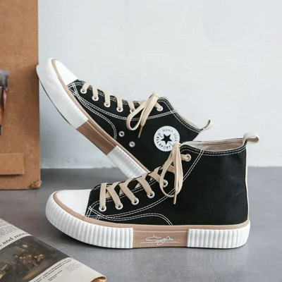 Pantofi casual de damă Pantofi plati de damă Pantofi de pânză înalți Respirabili Versatili Cuplu Studenți Pantofi vulcanizați de jos