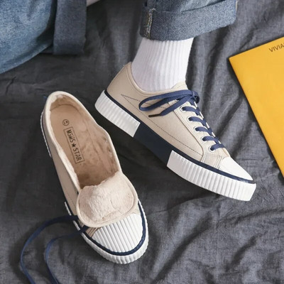 Pantofi casual de damă Pantofi plati de damă Pantofi de pânză înalți Respirabili Versatili Cuplu Studenți Pantofi vulcanizați de jos