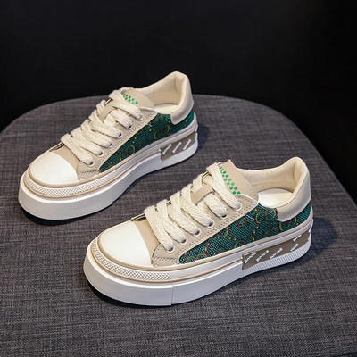 Nove tenisice s platformom, zdepaste, ležerne, vulkanizirane, udobne tenisice za povećanje visine, ženske platnene cipele na skrivenu potpeticu, proljeće i jesen