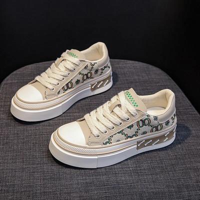 Nove tenisice s platformom, zdepaste, ležerne, vulkanizirane, udobne tenisice za povećanje visine, ženske platnene cipele na skrivenu potpeticu, proljeće i jesen