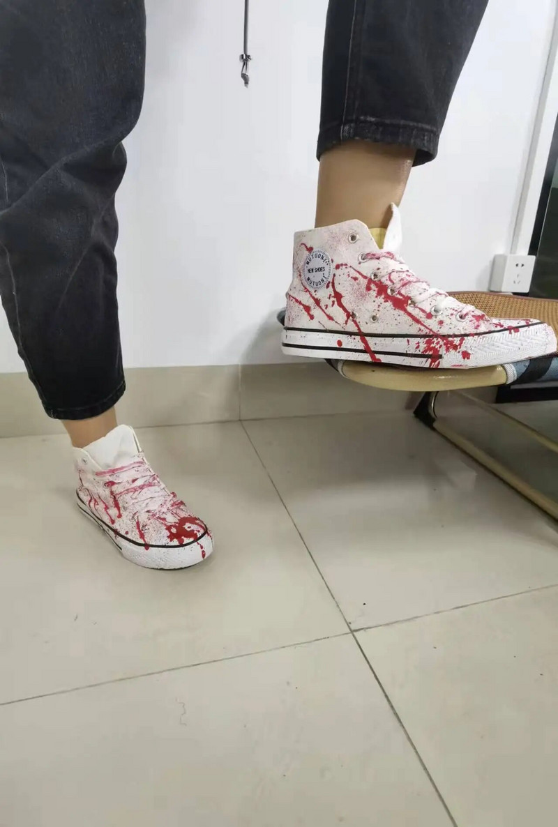 Plátenné topánky s graffiti krvou, pánske espadrilky, vysoké tenisky, chlapčenské jesenné topánky, mužské vulkanizované športové topánky