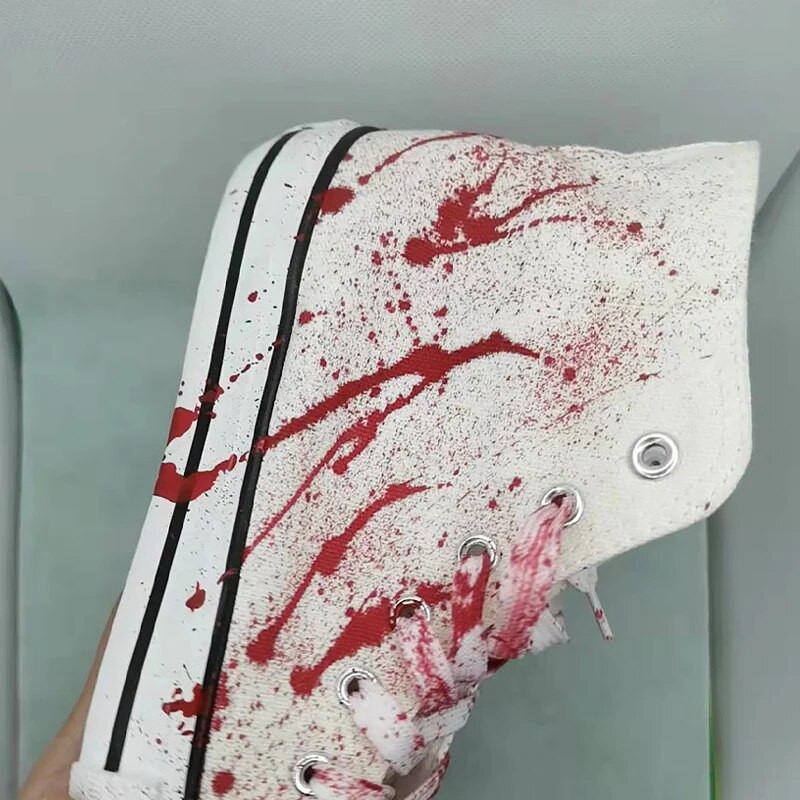 Plátenné topánky s graffiti krvou, pánske espadrilky, vysoké tenisky, chlapčenské jesenné topánky, mužské vulkanizované športové topánky