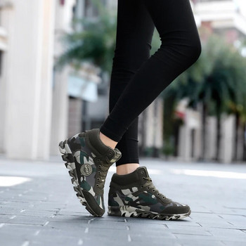 Модни камуфлажни маратонки Дамски платнени ежедневни обувки със скрит ток Дамски високи маратонки на платформа На танкетка Спортни обувки на открито