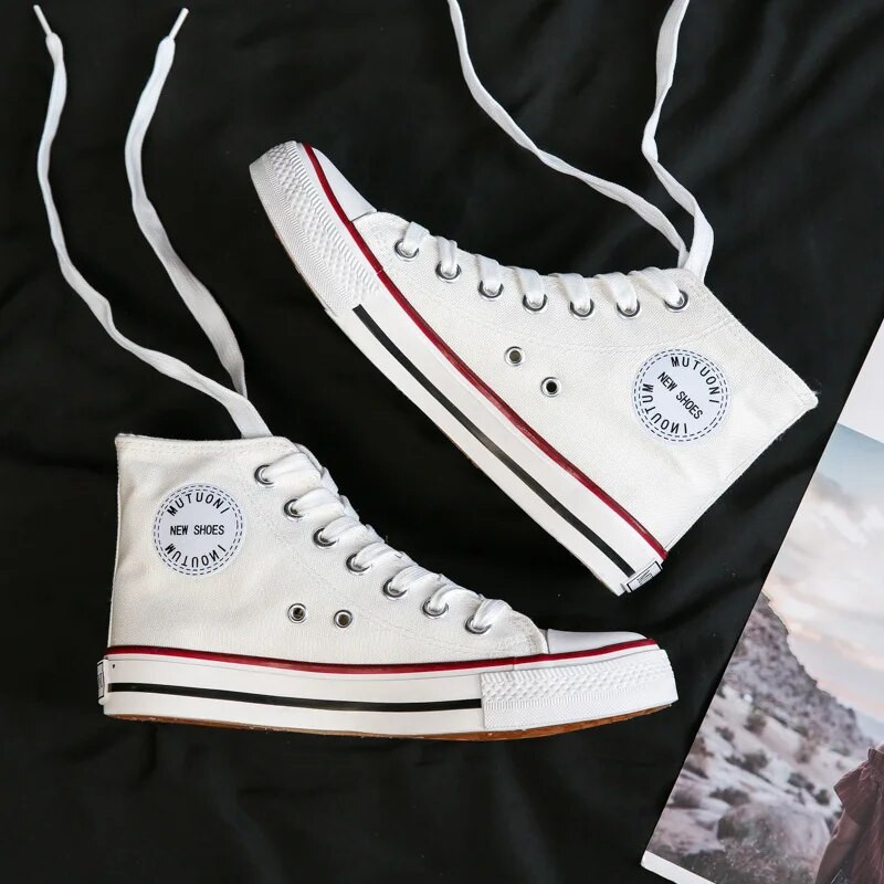 Pánske topánky Vysoké plátené topánky Módny štýl Obuv Párové vysoké plátené topánky Ležérne topánky Protišmykové študentské topánky