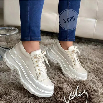 2021 г. Нови дамски ежедневни обувки за жени Дебели долнища, масивни маратонки Дамски платнени обувки на платформа Zapatos De Mujer Плюс размер 43